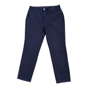 Chicos So Slimming Ankle Pants Size 1 US 8 Navy Blue Stretch Sraight Mid Rise